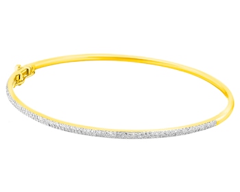 14 K Rhodium-Plated Yellow Gold Rigid Bracelet with Diamonds 0,50 ct - fineness 14 K
