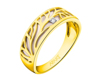 Prsten ze žlutého a bílého zlata s briliantem 0,008 ct - ryzost 585