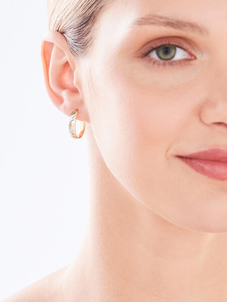 9 K Rhodium-Plated Yellow Gold Earrings