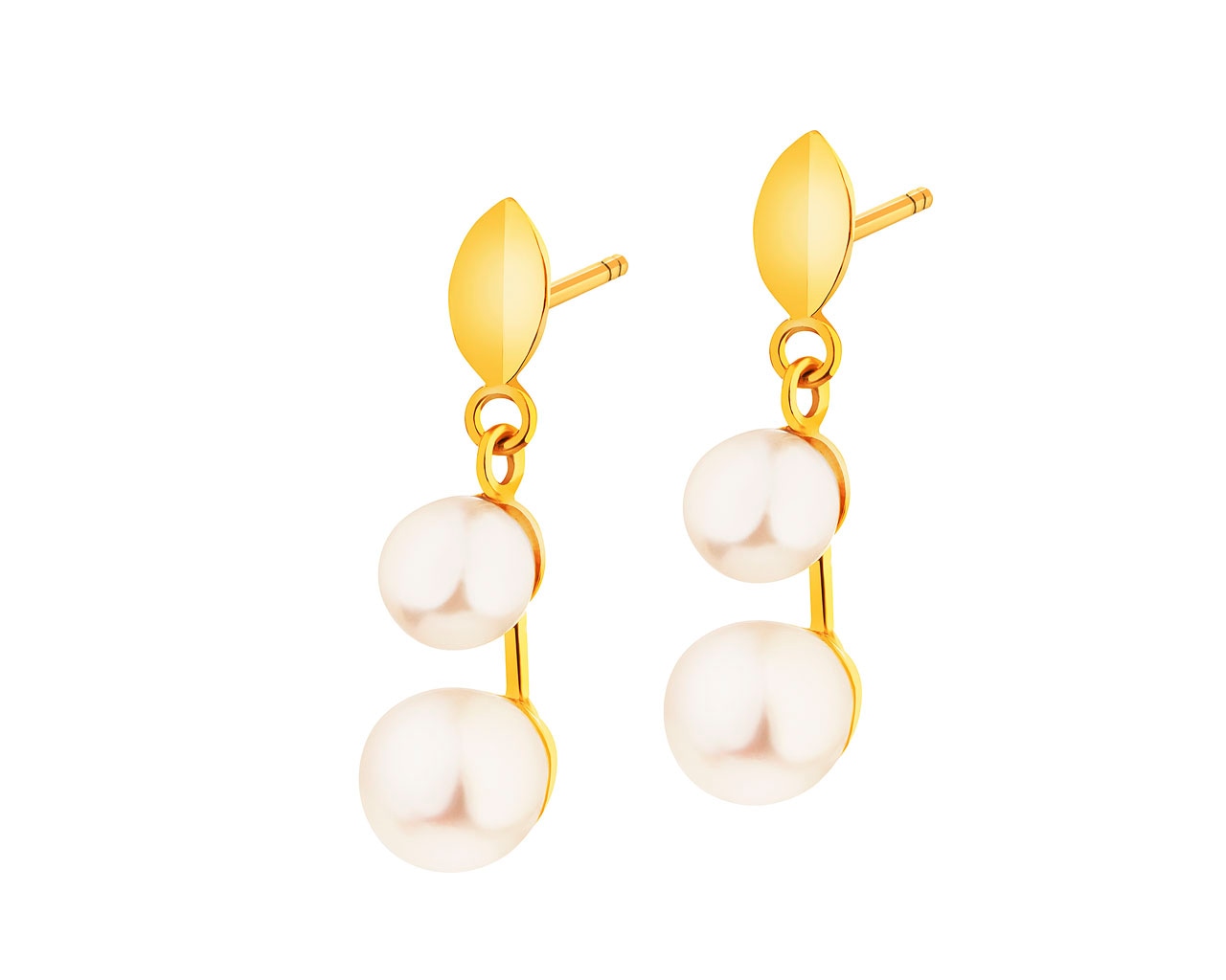 Złote kolczyki z perłami