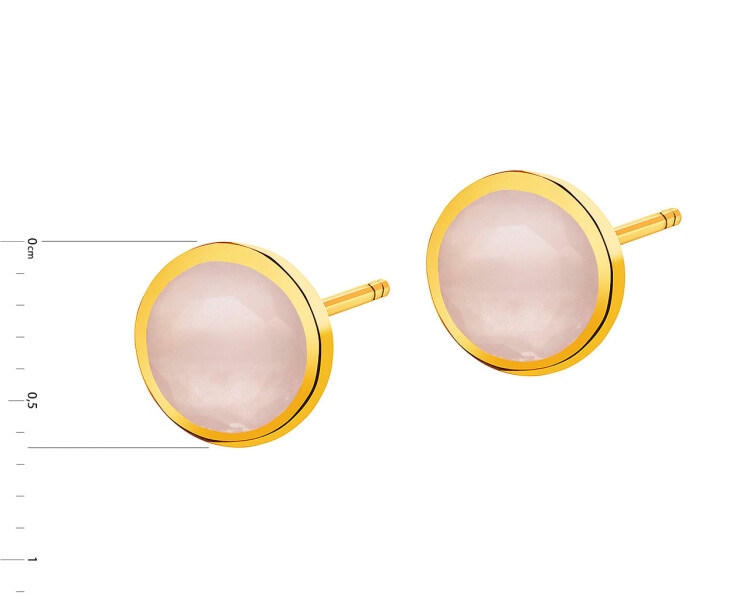 9 K Yellow Gold Earrings with Jade