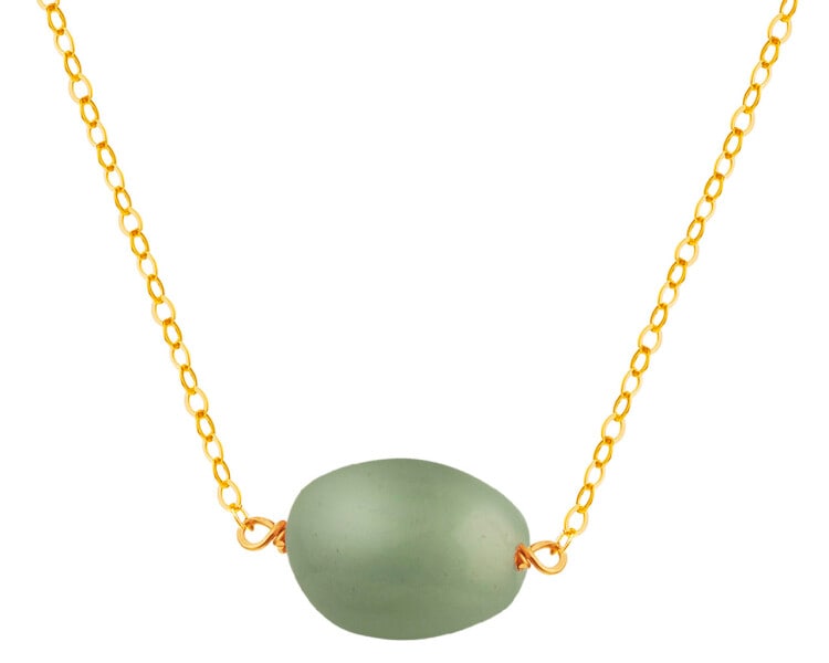 14 K Yellow Gold Necklace with Aventurine
