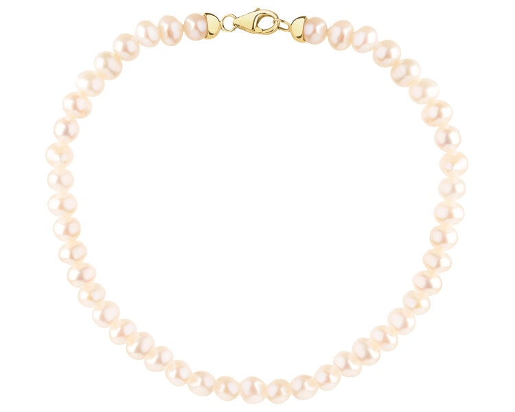 14 K Yellow Gold Bracelet with Pearl