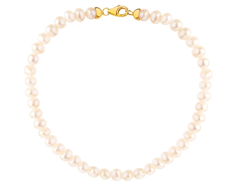 14 K Yellow Gold Bracelet with Pearl