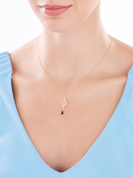 Pozlacený stříbrný náhrdelník s broušeným sklem