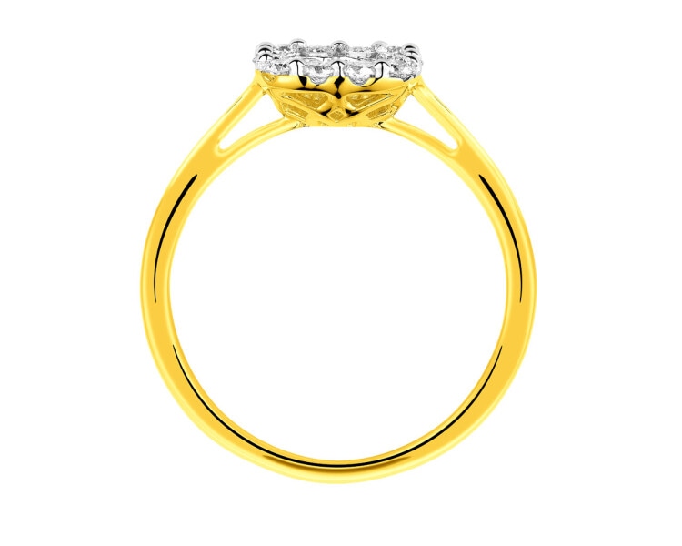 14 K Rhodium-Plated Yellow Gold Ring with Diamonds 0,48 ct - fineness 14 K