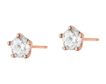 8 K Pink Gold Earrings with Cubic Zirconia