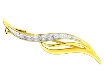14 K Rhodium-Plated Yellow Gold Brooch with Diamonds 0,03 ct - fineness 14 K