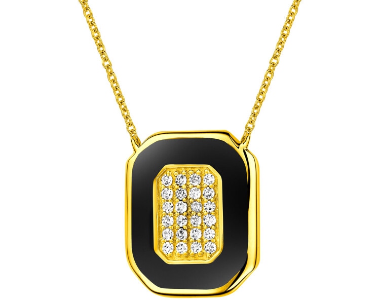 14 K Yellow Gold Necklace with Diamonds 0,08 ct - fineness 14 K