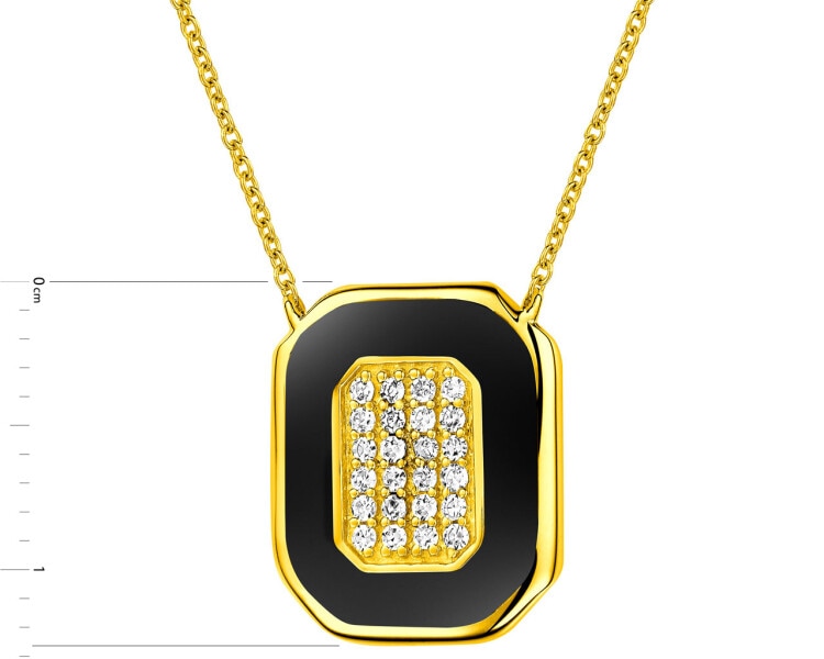 14 K Yellow Gold Necklace with Diamonds 0,08 ct - fineness 14 K