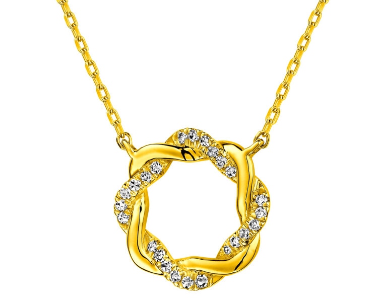 9 K Yellow Gold Necklace with Diamonds 0,07 ct - fineness 9 K