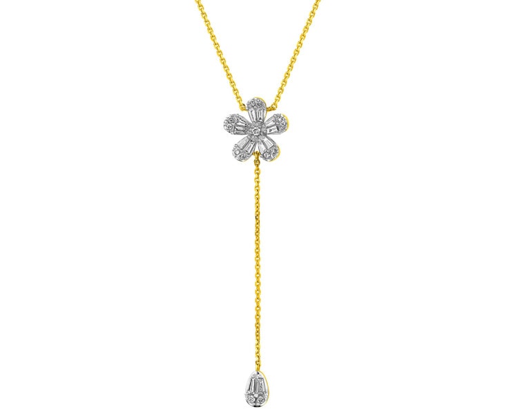 14 K Rhodium-Plated Yellow Gold Necklace 0,22 ct - fineness 14 K