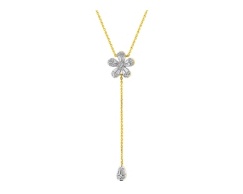 Naszyjnik z żółtego złota z diamentami - kwiat 0,22 ct - próba 585