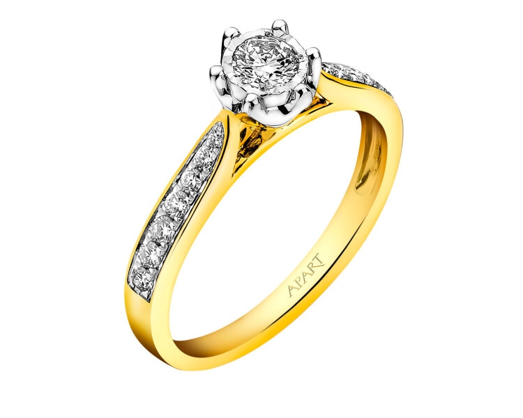 Prsten ze žlutého a bílého zlata s brilianty 0,30 ct - ryzost 585