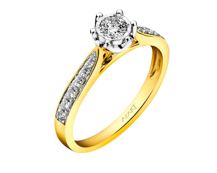 Prsten ze žlutého a bílého zlata s brilianty 0,33 ct - ryzost 585