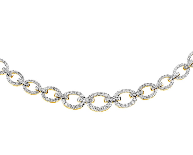 14 K Rhodium-Plated Yellow Gold Collar Necklace with Diamonds 3,02 ct - fineness 14 K