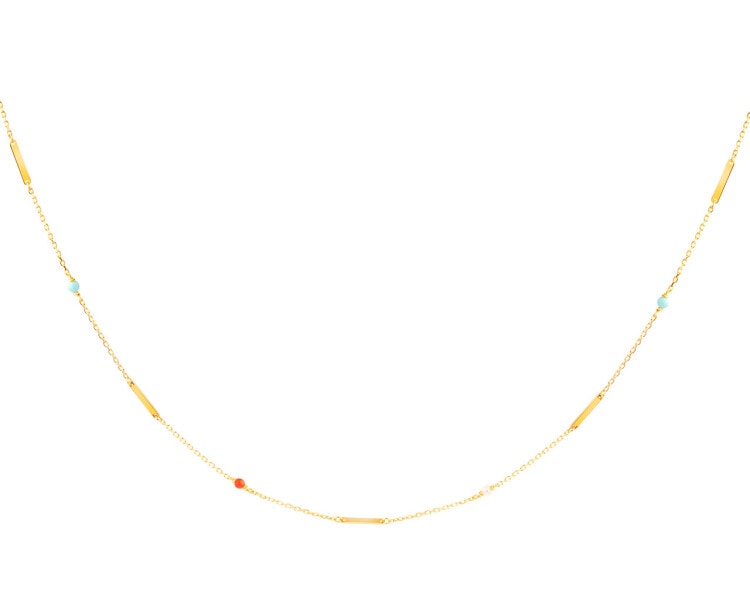 9 K Yellow Gold Necklace with Coral