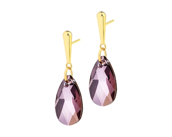 14 K Yellow Gold Dangling Earring with Crystal