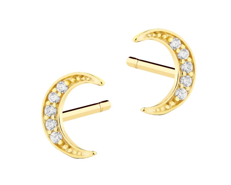8 K Yellow Gold Earrings with Cubic Zirconia