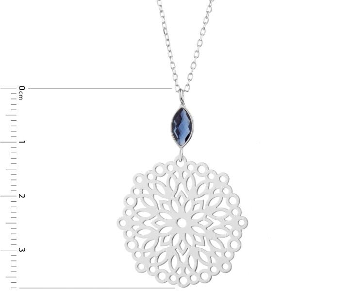 Stříbrný náhrdelník s broušeným sklem - rozeta