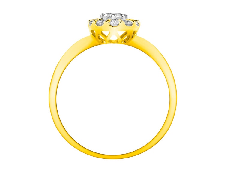 14 K Rhodium-Plated Yellow Gold Ring 0,33 ct - fineness 14 K