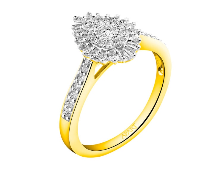 Prsten ze žlutého a bílého zlata s diamanty 0,39 ct - ryzost 585