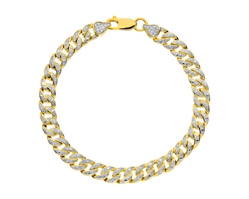 14 K Rhodium-Plated Yellow Gold Bracelet with Diamonds 0,40 ct - fineness 14 K
