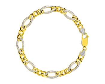 14 K Rhodium-Plated Yellow Gold Bracelet with Diamonds 0,25 ct - fineness 14 K