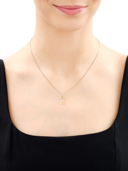 9 K Rhodium-Plated Yellow Gold Pendant with Diamonds - 0,01 ct - fineness 9 K