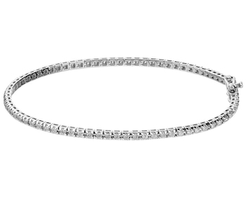 14 K Rhodium-Plated White Gold Tennis Bracelet with Diamonds 1 ct - fineness 14 K