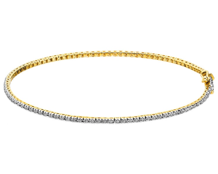 14 K Rhodium-Plated Yellow Gold Tennis Bracelet with Diamonds 0,24 ct - fineness 14 K
