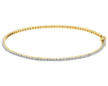 14 K Rhodium-Plated Yellow Gold Tennis Bracelet with Diamonds 0,25 ct - fineness 14 K