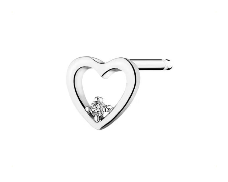 9 K Rhodium-Plated White Gold Earring with Diamond 0,004 ct - fineness 9 K
