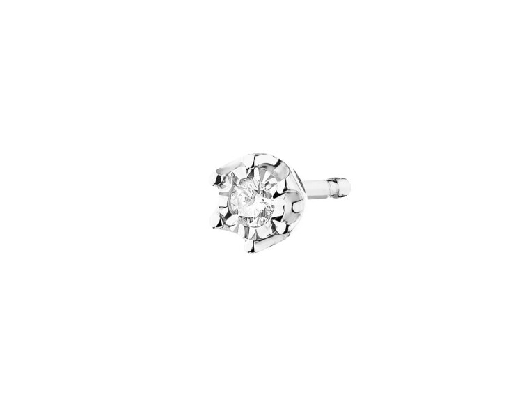 14 K Rhodium-Plated White Gold Earring with Diamond 0,02 ct - fineness 14 K