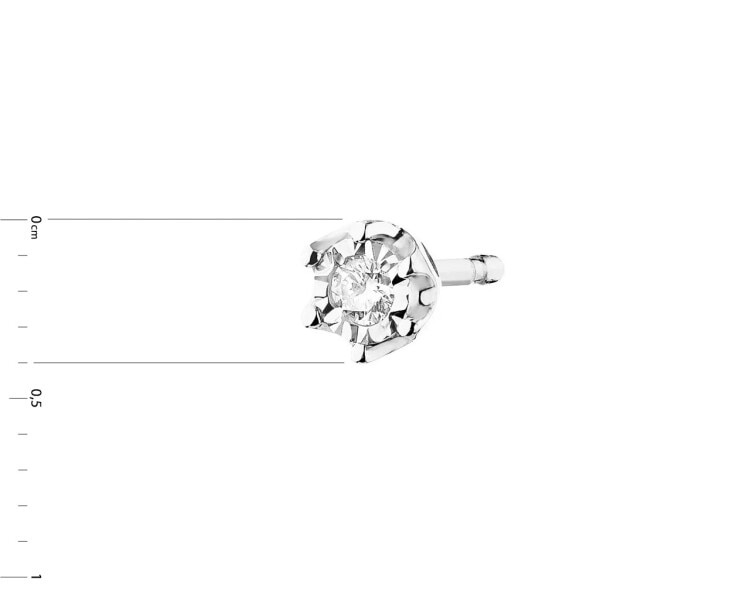 14 K Rhodium-Plated White Gold Earring with Diamond 0,02 ct - fineness 14 K