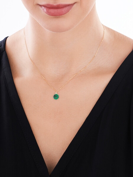 9 K Yellow Gold Necklace with Malachite