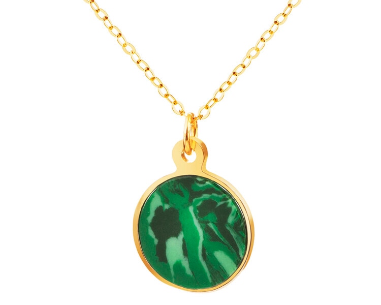 Zlatý náhrdelník s malachitem, anker - kolečko