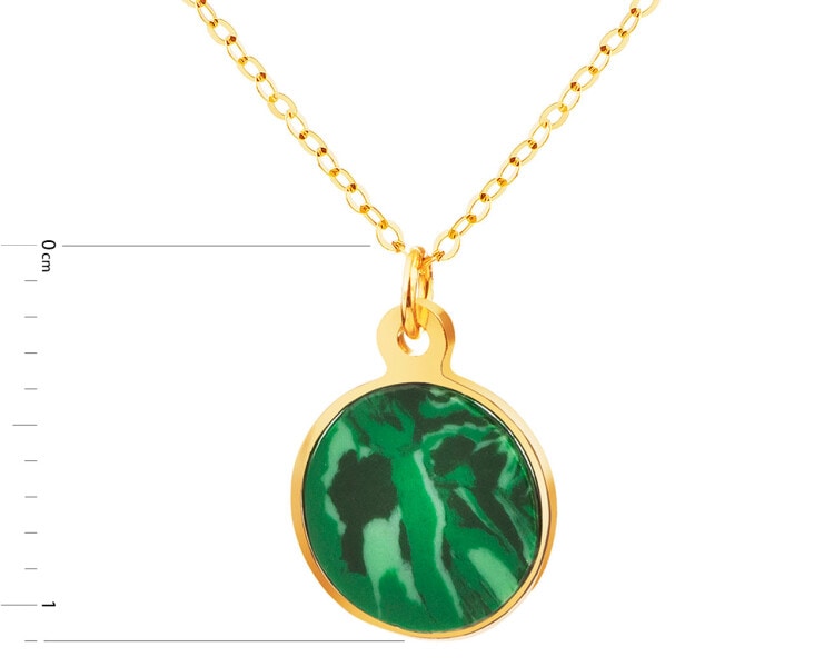 Zlatý náhrdelník s malachitem, anker - kolečko