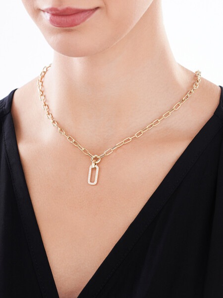Zlatý náhrdelník se zirkony - paper clip