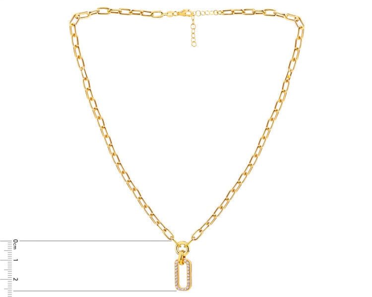 Zlatý náhrdelník se zirkony - paper clip