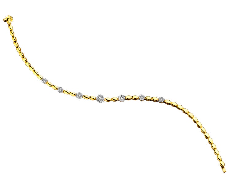 Bransoletka z żółtego złota z brylantami - 19 cm - 0,64 ct - próba 585