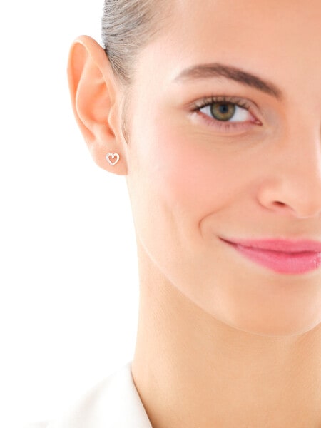 Kolczyki z różowego złota z diamentami – serca - 0,005 ct - próba 585