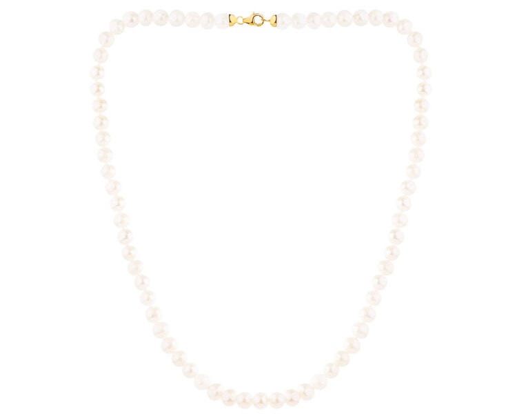 9 K Yellow Gold Pearl Necklace with Pearl