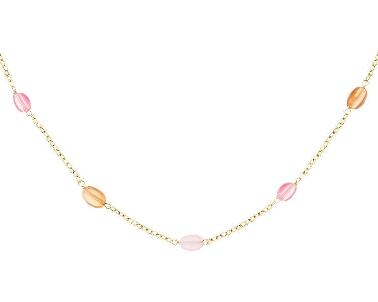 9 K Yellow Gold Necklace with Glass