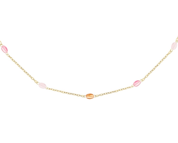 14 K Yellow Gold Bracelet with Glass