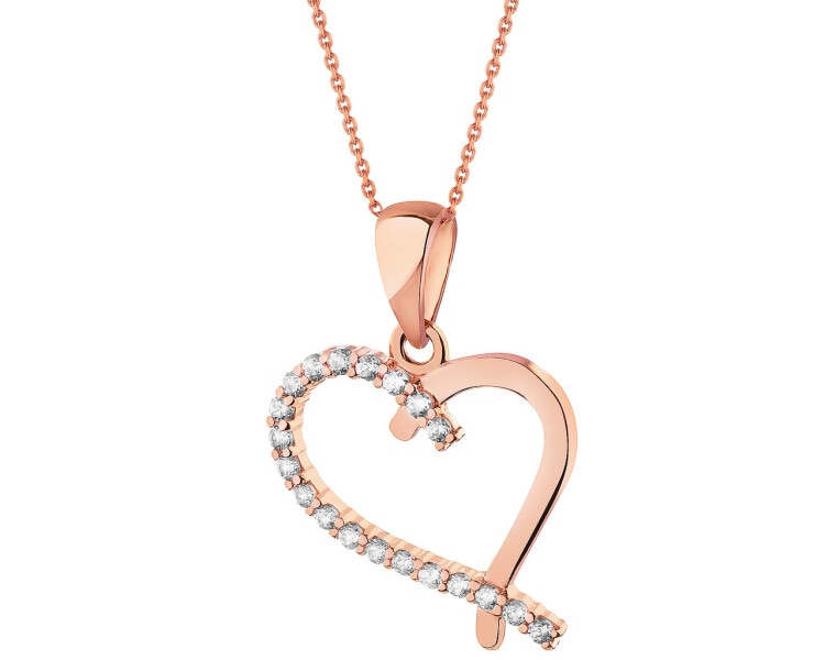 14 K Pink Gold Pendant with Cubic Zirconia