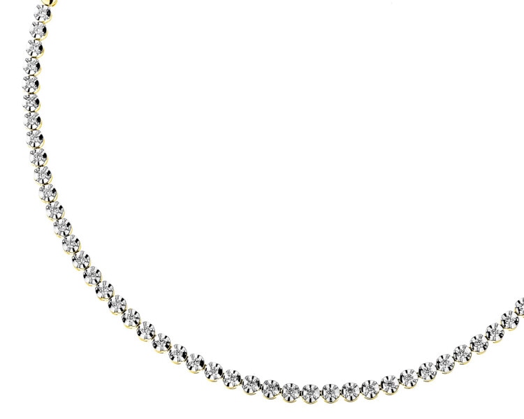 14 K Rhodium-Plated Yellow Gold Collar Necklace with Diamonds 2,08 ct - fineness 14 K