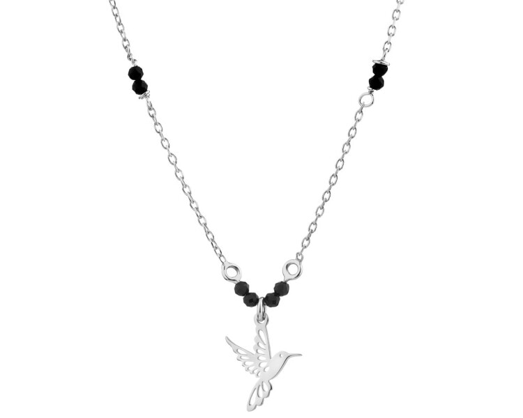 Stříbrný náhrdelník s broušeným sklem - kolibřík