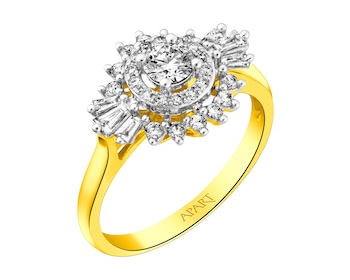 14 K Rhodium-Plated Yellow Gold Ring  0,57 ct - fineness 14 K
