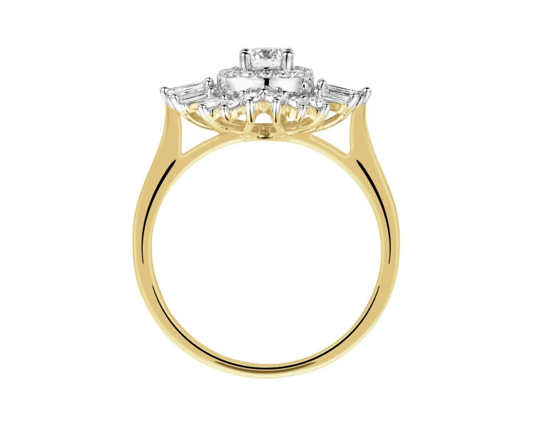 14 K Rhodium-Plated Yellow Gold Ring 0,57 ct - fineness 14 K